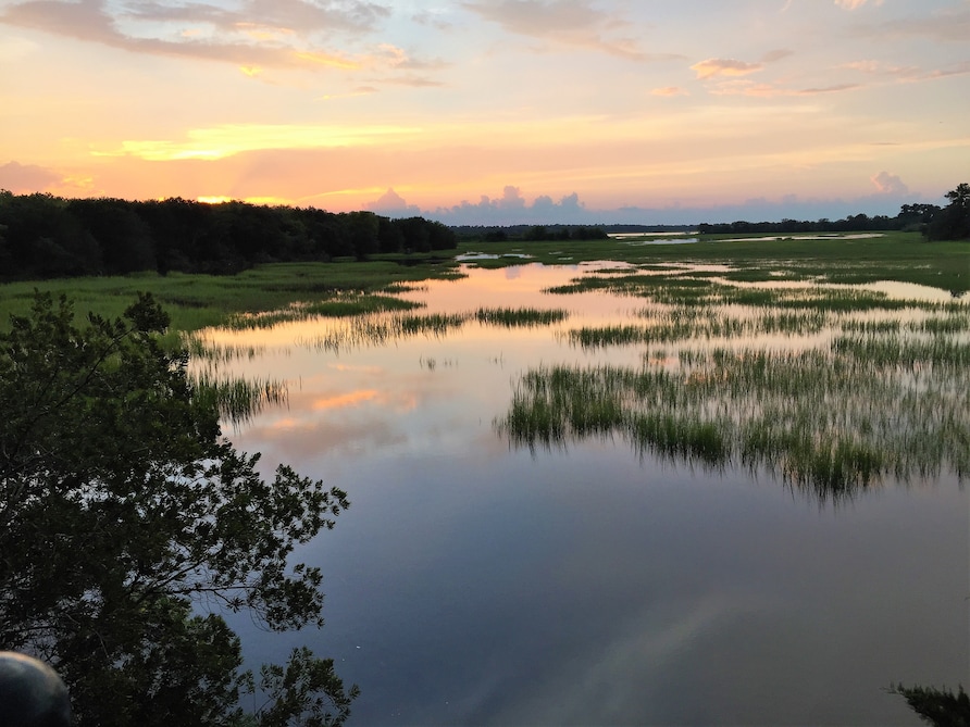 Sunset over Charleston, South Carolina Creek. 