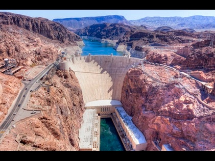 Aerial shot of Hover Dam in Las Vegas, Nevada.
