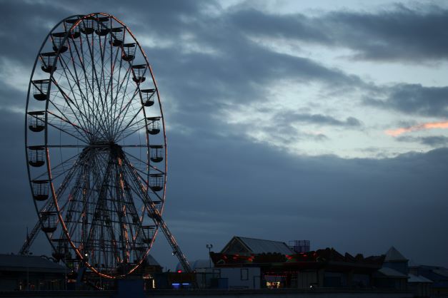 Blackpool Pleasure Beach, night, Lancashire, England.