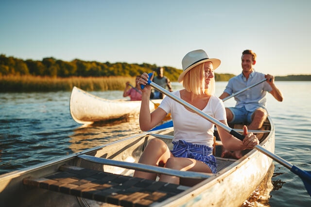 Coupling canoeing together.