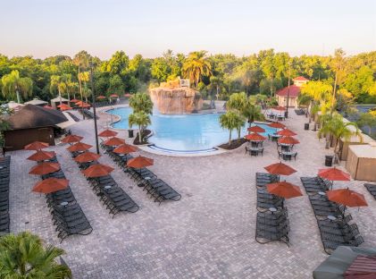 The pool at Mystic Dunes, a Hilton Vacation Club, near Orlando, Florida, early morning