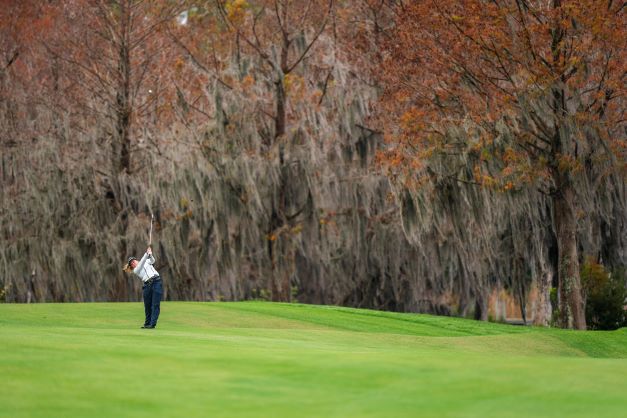 LPGA Athlete Brooke Henderson, powerful swing, on course, 2022 Hilton Grand Vacations Tournament of Champions, Lake Nona Golf & Country Club, Florida. 