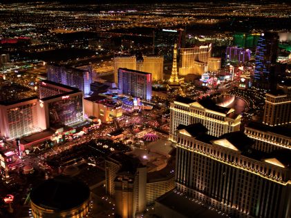 Aerial view of the Las Vegas Strip at night