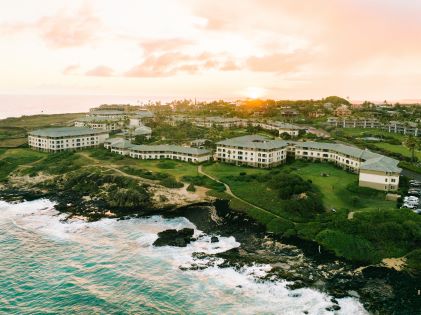 An aerial view of The Point at Poipu, a Hilton Vacation Club in Kauai, Hawaii