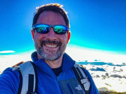 A selfie from an Owner, shot above the clouds on the Maui Halaekala volcano, during a vacation at Ocean Tower, a Hilton Grand Vacations Club